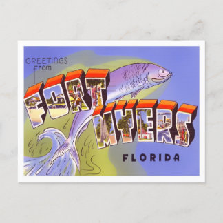 Fort Myers, Florida Vintage Big Brev vycard Vykort