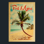 Fort Myers Florida Vintage Handflatan Träd Beach P Poster<br><div class="desc">Fort Myers,  vintagens strandreseaffisch i Florida.</div>