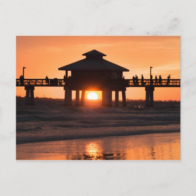 Fort Myers Pier Sunset Vykort (Framsida)