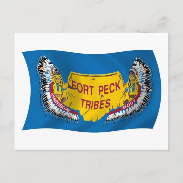 Fort Peck Assiniboine Flag Postkort Vykort (Framsida)