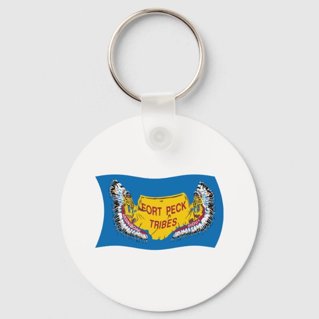 Fort Peck Assiniboine Flagg Nyckelring (Framsida)