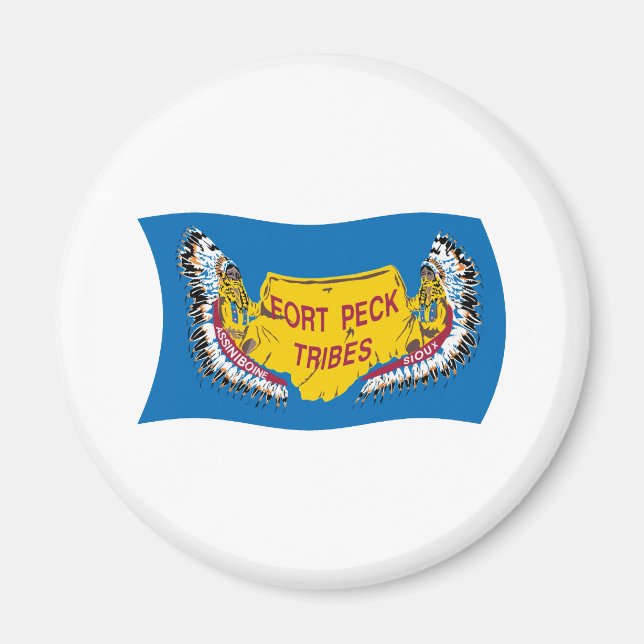 Fort Peck Assiniboine Flagga Magnet (Framsidan)