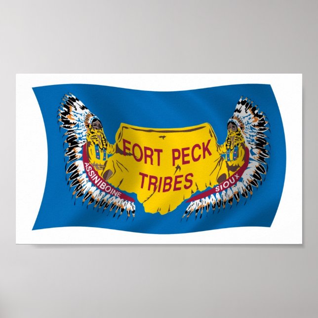 Fort Peck Assiniboine Flagga Poster Skriv ut (Framsidan)