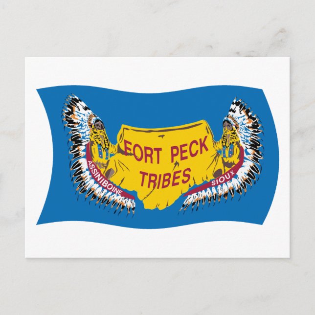 Fort Peck Assiniboine Flagga vykort (Framsida)