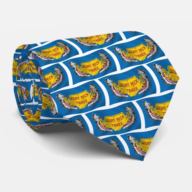 Fort Peck Assiniboine Flaggstång Tie Slips (Rullad)