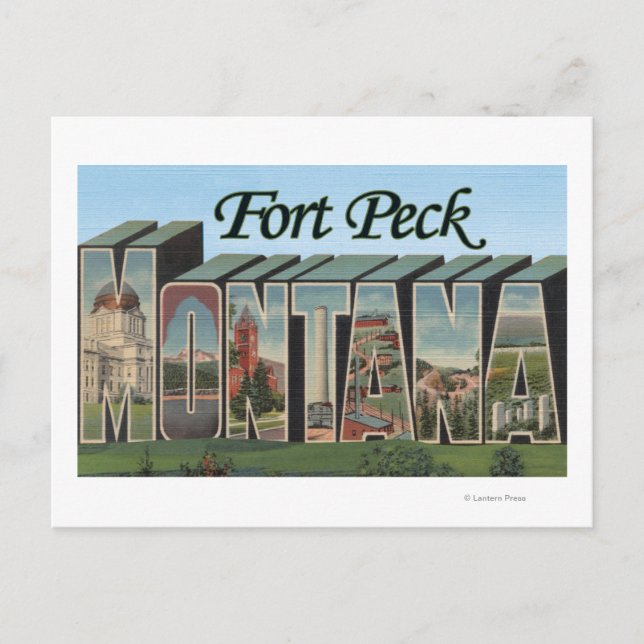 Fort Peck, Montana - Stora Brev Scenes Vykort (Framsida)