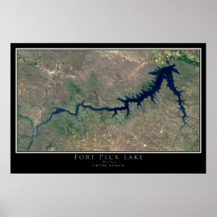 Fort Peck Sjö Montana från Satellite Art Poster