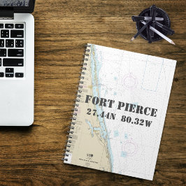Fort Pierce FL Latitude Longitud Nautical Chart Anteckningsbok Med Spiral