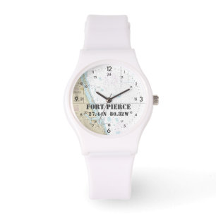Fort Pierce FL Latitude Longitud Nautical Chart Armbandsur
