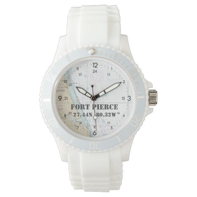 Fort Pierce FL Latitude Longitud Nautical Chart Armbandsur (Framsida)