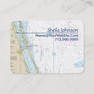 Fort Pierce FL Nautical Chart Clean Fresh Blue Tan Visitkort