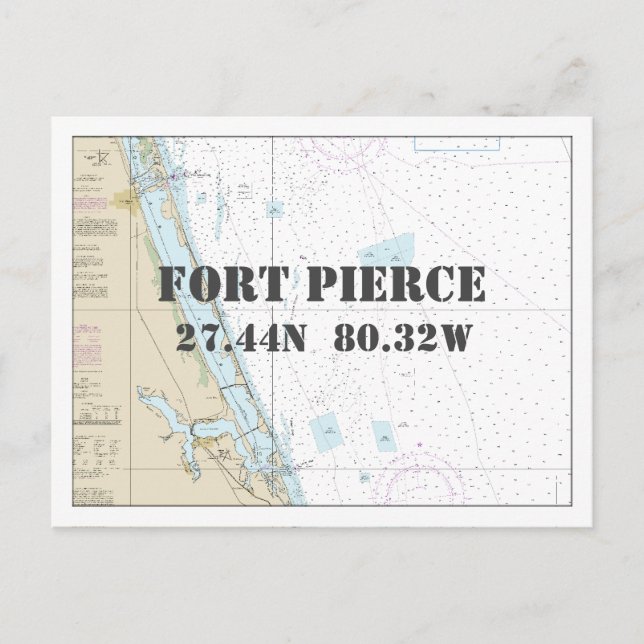 Fort Pierce FL Nautical Chart Latitude Longitud Vykort (Framsida)