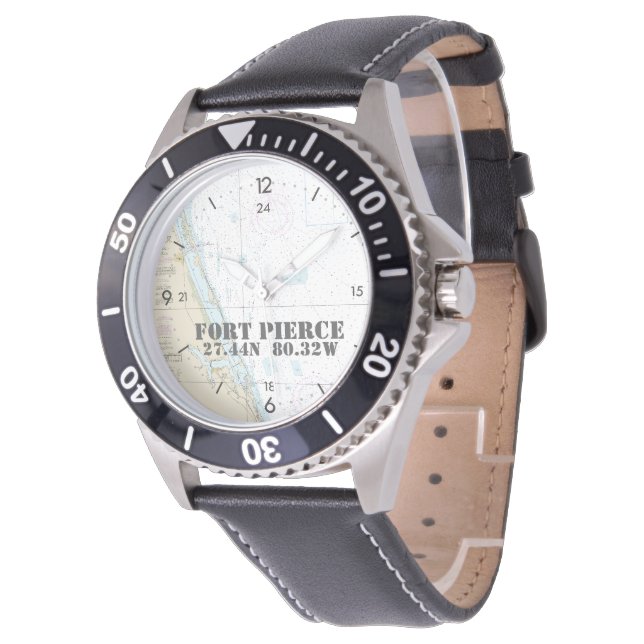 Fort Pierce, FL Nautical Latitude Longitud Armbandsur (Vinklad)