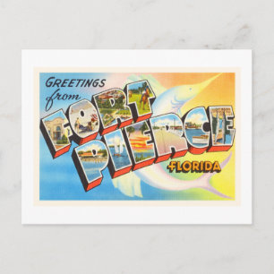 Fort Pierce Florida FL Old Vintage resor Souvenir Vykort