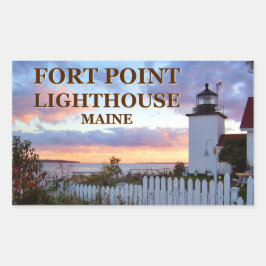 Fort Point fyr, Maine Rektangulärt Klistermärke