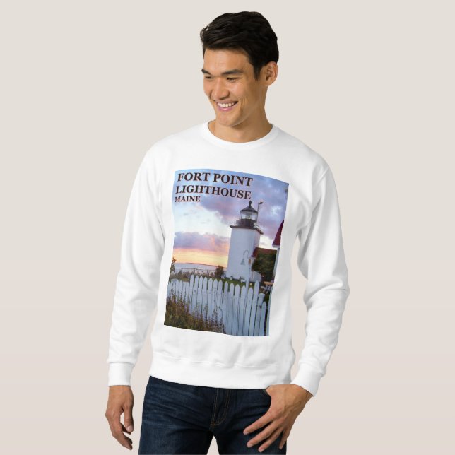 Fort Point fyr, Maine Sweatshirt (Hel framsida)