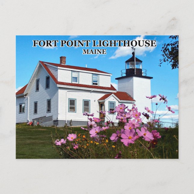 Fort Point fyr, Maine vycard Vykort (Framsida)