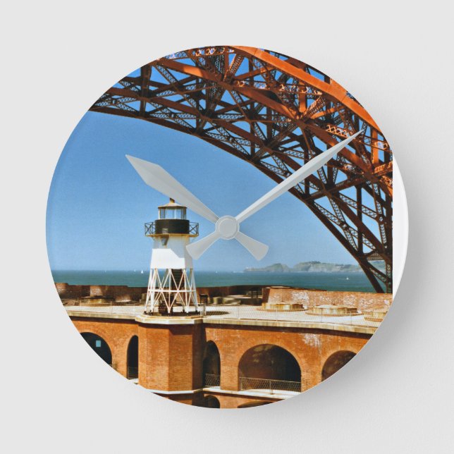 Fort Point Lighthouse, Kalifornien Wall Clock Rund Klocka (Framsida)