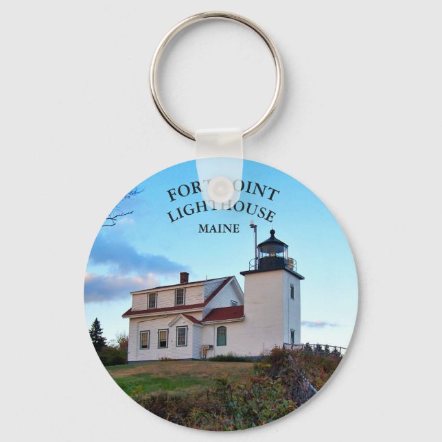 Fort Point Lighthouse Maine Keychain Nyckelring (Framsida)
