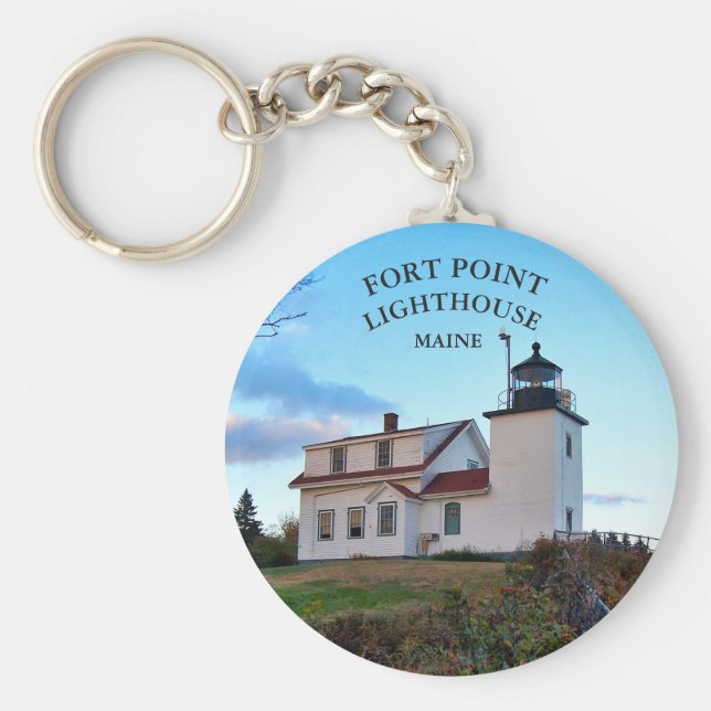 Fort Point Lighthouse Maine Keychain Nyckelring (Framsidan)