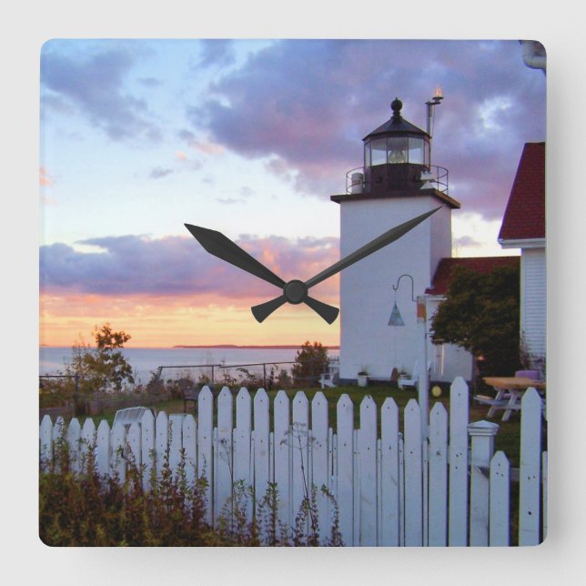 Fort Point Lighthouse, Maine Square Clock Fyrkantig Klocka (Framsida)