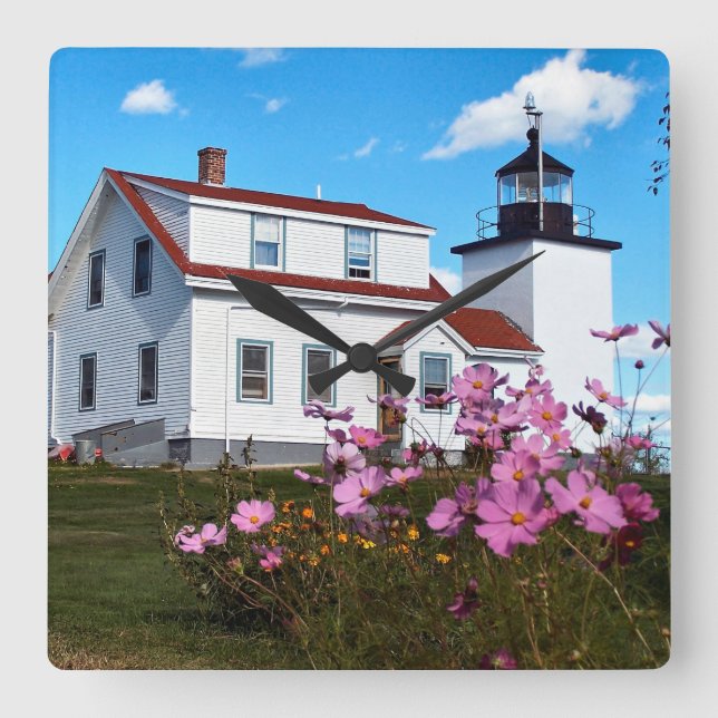 Fort Point Lighthouse, Maine Square Clock Fyrkantig Klocka (Framsida)