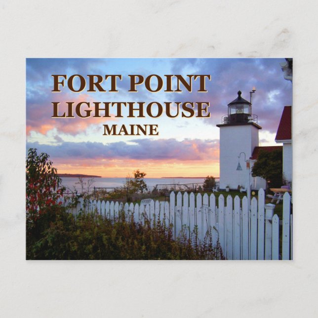 Fort Point Lighthouse, Maine vykort (Framsida)