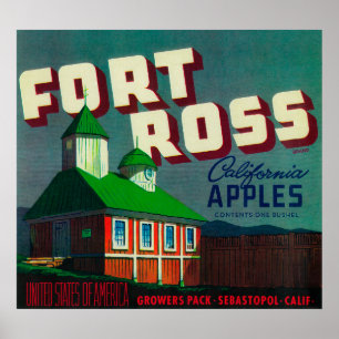 Fort Ross Apple Låda LabelSebastopol, CA Poster