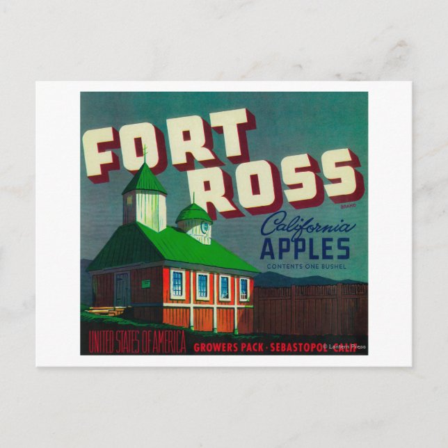 Fort Ross Apple Låda LabelSebastopol, CA Vykort (Framsida)