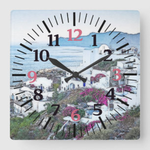 Fort Santorini, Grekland Clock Fyrkantig Klocka
