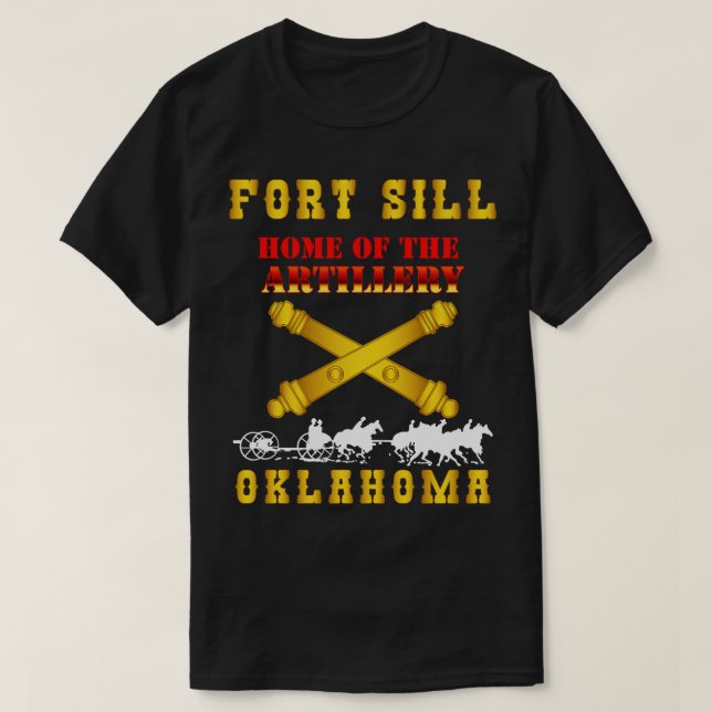 Fort SIll Artilleriets hus med Cassion Guld X 300 T Shirt (Design framsida)