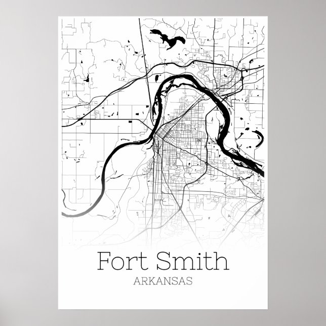 Fort Smith Karta - Arkansas - City Karta Poster (Framsidan)