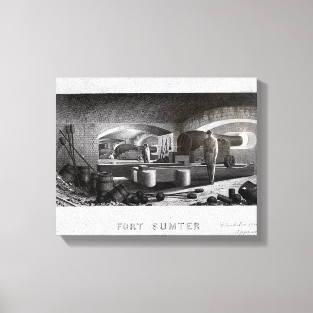Fort Sumter, Insida-vy över tre Gun-batteri Canvastryck (Framsida)