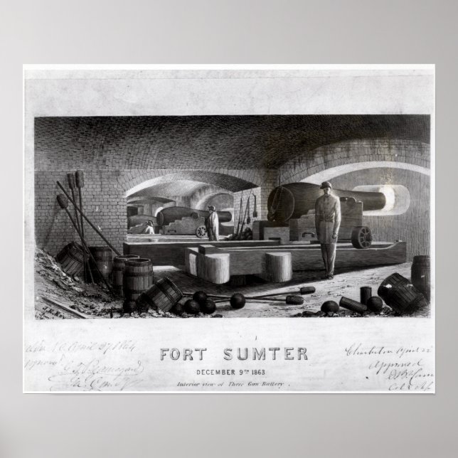 Fort Sumter, Insida-vy över tre Gun-batteri Poster (Framsidan)