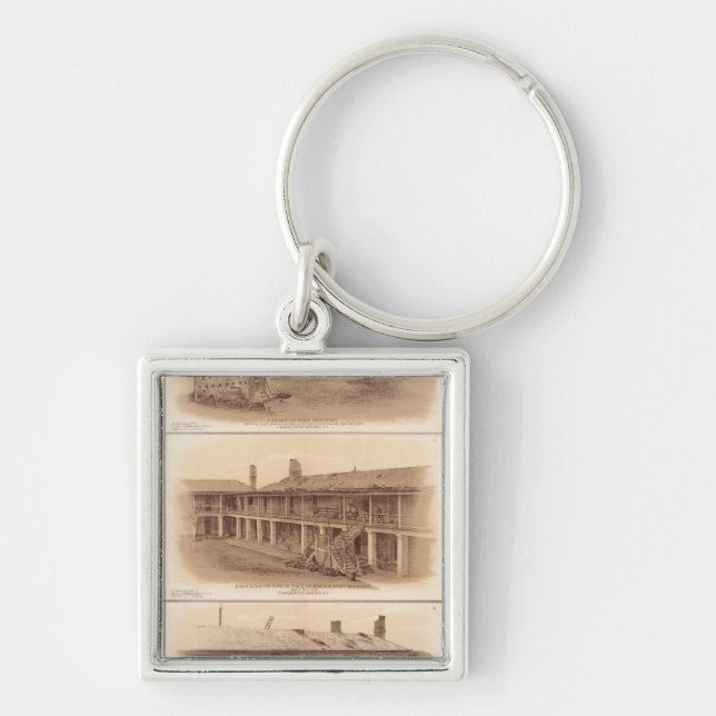 Fort Sumter och mögel Fyrkantig Silverfärgad Nyckelring (Framsidan)