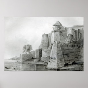 Fort vid floden Yamuna i Indien Poster