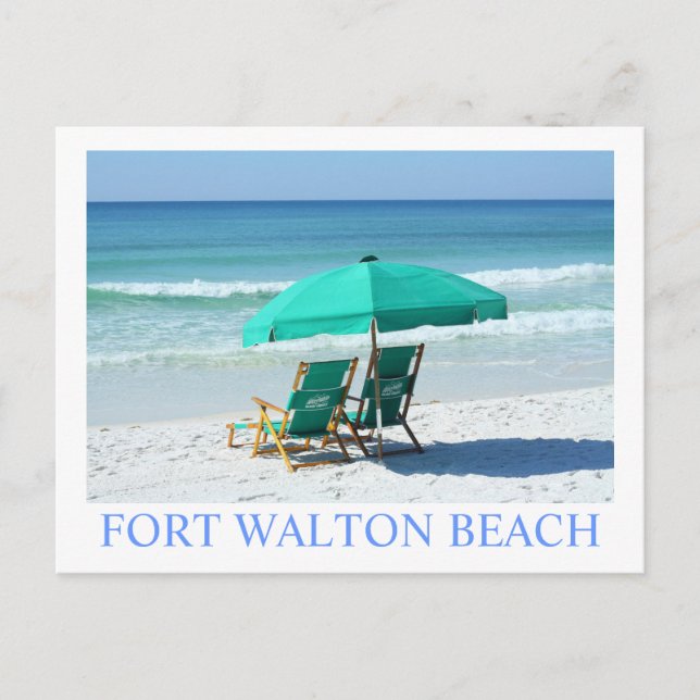 FORT WALTON BEACH, FL - Grönt strandstolar Vykort (Framsida)