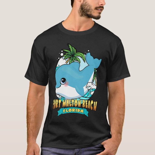 FORT WALTON BEACH FLORIDA Cute Baby Dolphin Beach  T Shirt (Framsida)
