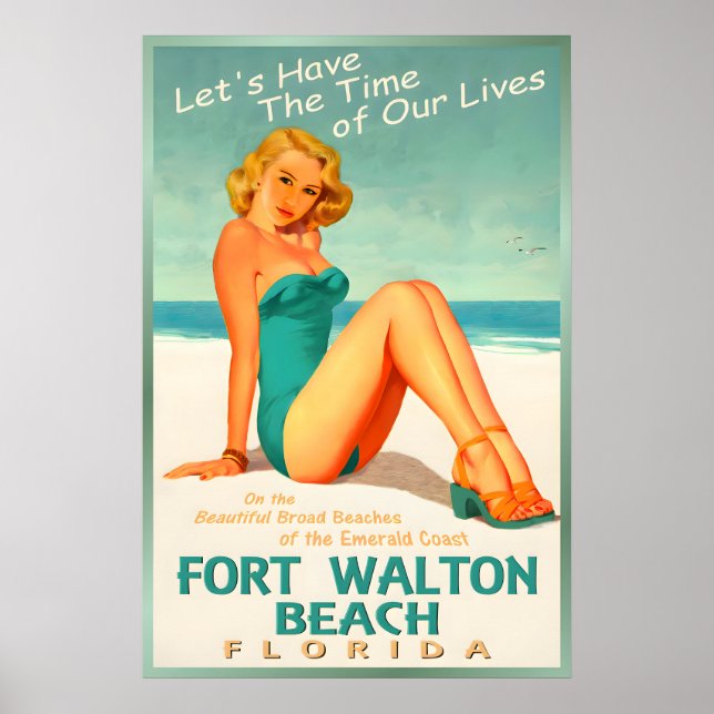 Fort Walton Beach Florida Emerald Coast Pin U Poster (Framsidan)
