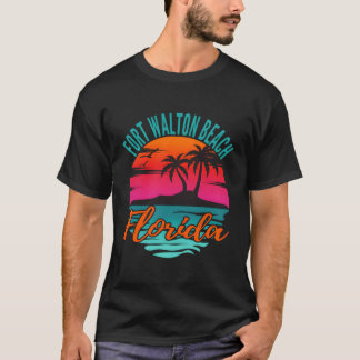 Fort Walton Beach Florida Handflatan Träd Island R T Shirt