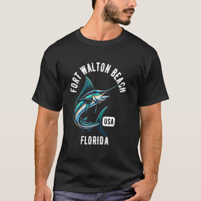 Fort Walton Beach Florida USA Fiske Design T Shirt (Framsida)