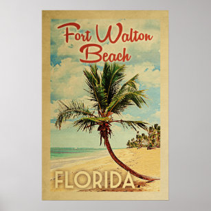 Fort Walton Beach Poster Vintagen Handflatan Träd