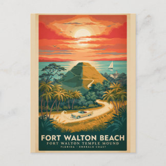 Fort Walton Beach Temple Mound Vintage Affisch Vykort