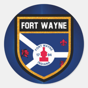 Fort Wayne Flagga Runt Klistermärke