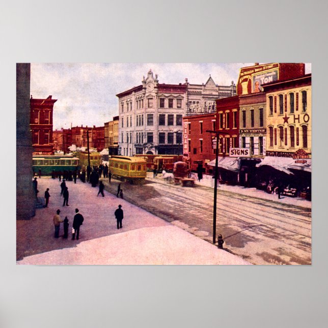 Fort Wayne, Indiana Calhoun och Main Streets Poster (Framsidan)