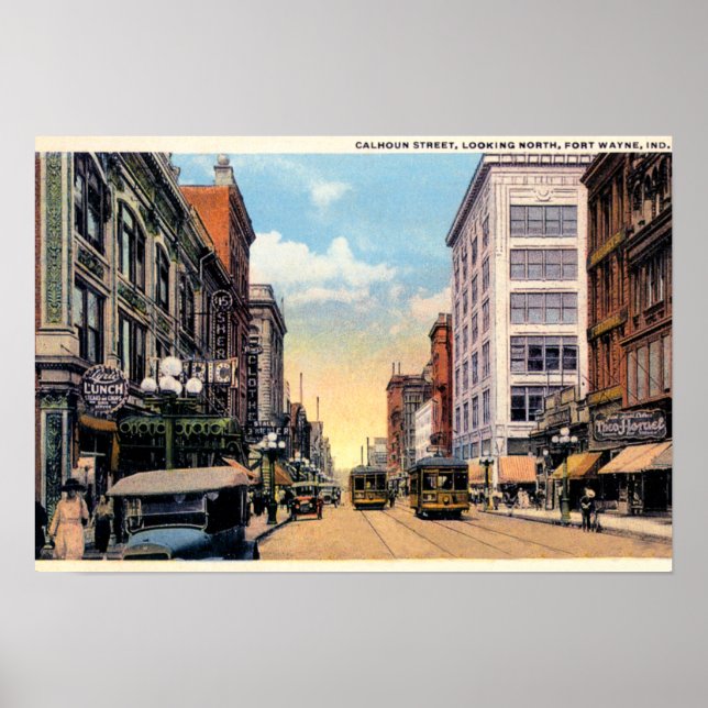 Fort Wayne, Indiana Calhoun Street 1920 Poster (Framsidan)