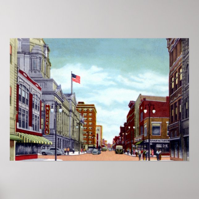 Fort Wayne Indiana Calhoun Street Poster (Framsidan)