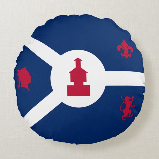 Fort Wayne (Indiana) City flagga Rund Kudde (Framsidan)