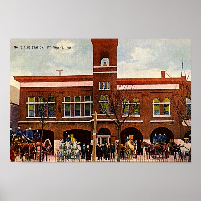 Fort Wayne, Indiana Fire Station 3 1915 Poster (Framsidan)