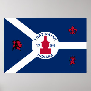Fort Wayne, Indiana, Förenade Stater flagga Poster